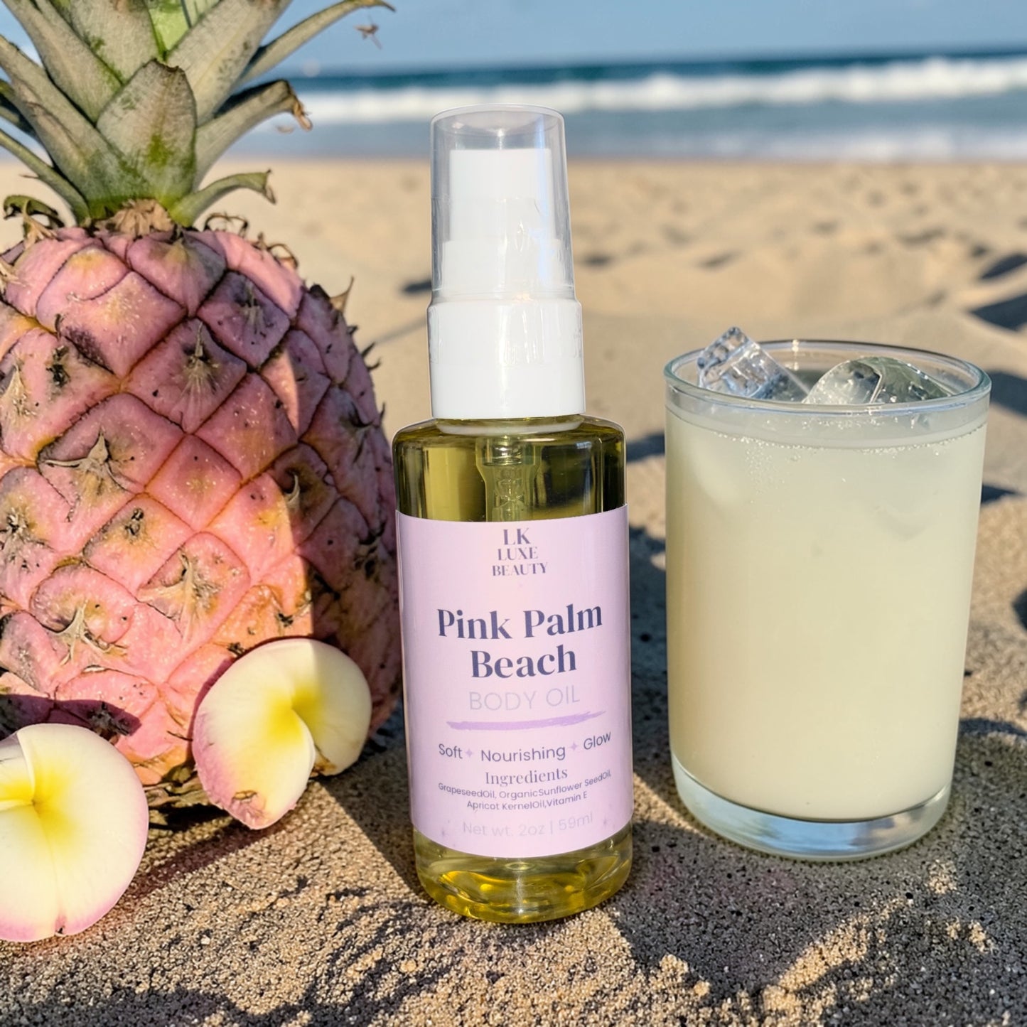 Pink Palm Beach Body Oil
