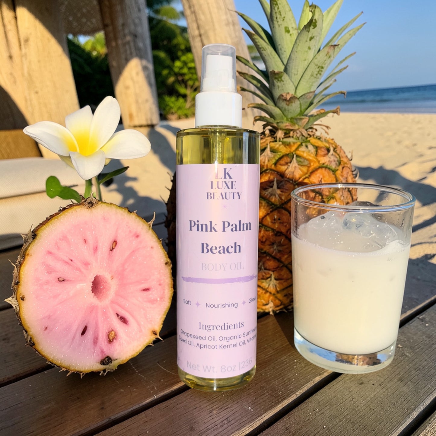 Pink Palm Beach Body Oil